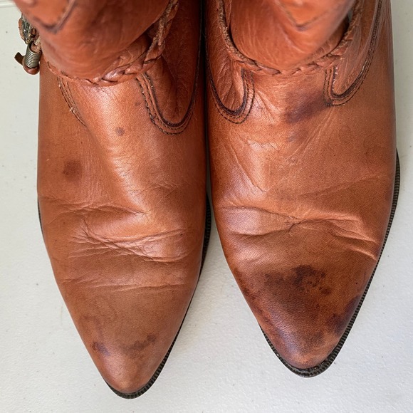 Vintage Z Line by Zodiac Western Fringe Boot Marla Low Shaft W 7.5 Brown Leather - Picture 6 of 13